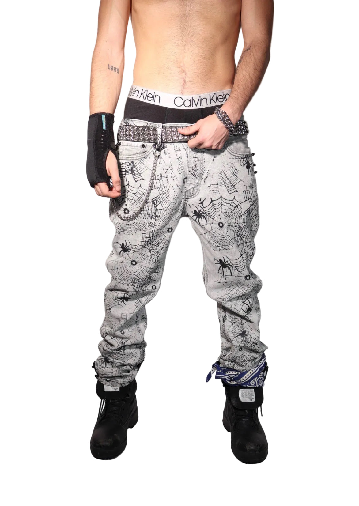 SPIDER WEB ROCKER JEAN (GREY)