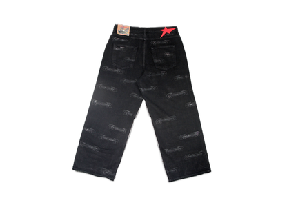 FUW SCRIPT ALL OVER PRINT JEANS ( BLACK )