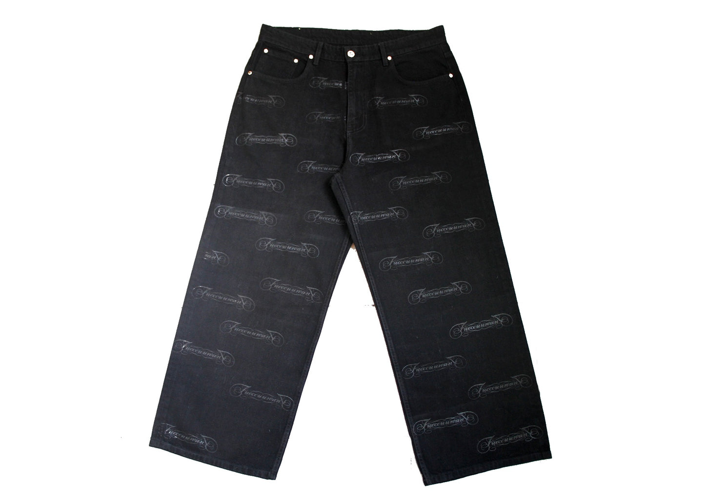 FUW SCRIPT ALL OVER PRINT JEANS ( BLACK )