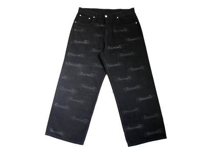 FUW SCRIPT ALL OVER PRINT JEANS ( BLACK )
