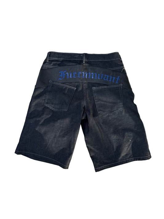 PLEADED LEATHER YOKE SHORTS