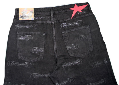 FUW SCRIPT ALL OVER PRINT JEANS ( BLACK )