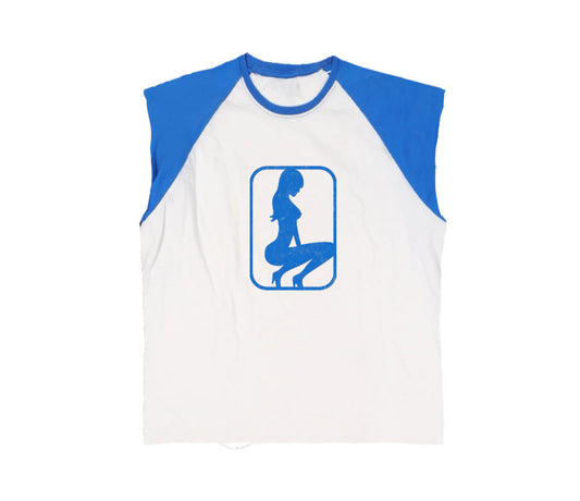 CUTSLEEVE BBALL TEE (white/blue)