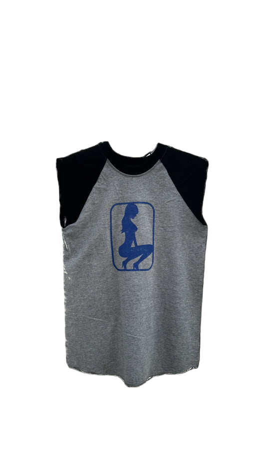 CUT SLEEVE BBALL TEE (grey/black)