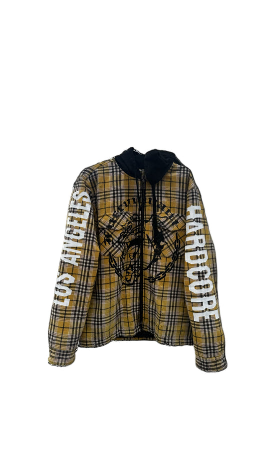 HOODED FLANNEL JACKET YELLOW